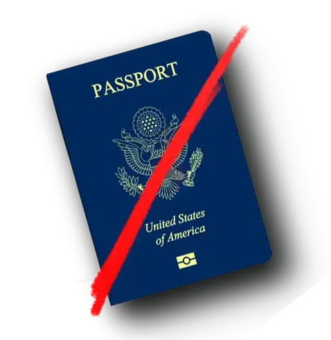 passport with a line through it